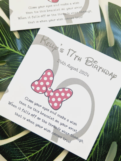Minnie Mouse - Wish Bracelet - Disney Hen Party Wish Bracelet: Personalised Goodie Bag Filler