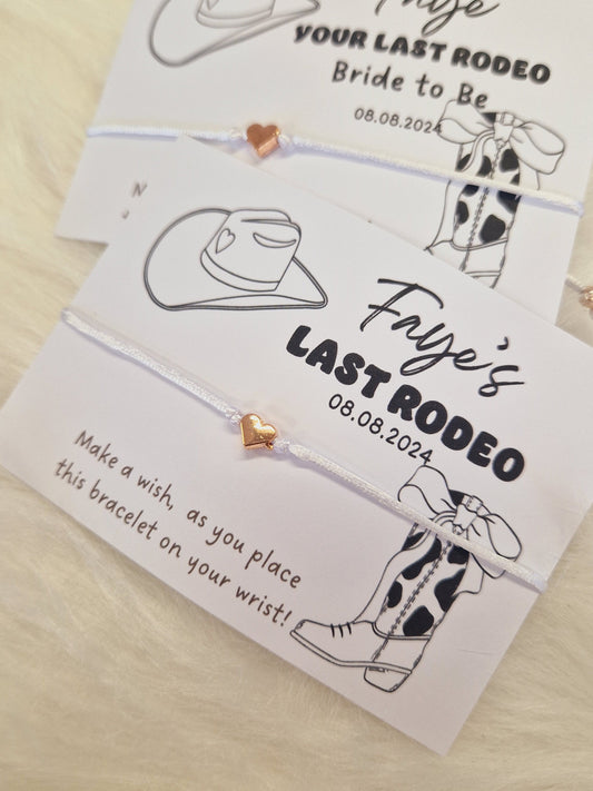 Last Rodeo  Hen Party Wish Bracelets - Personalised  - Goodie Bag Filler - Hen Weekend, Hen Do, Girls Weekend - Final Hoedown -Black & White