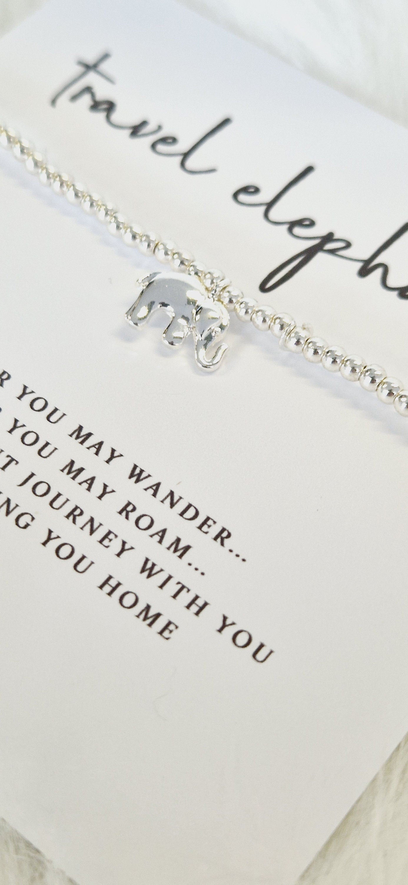 Travel Elephant Silver Plated Charm Bracelet: Good Luck Gift