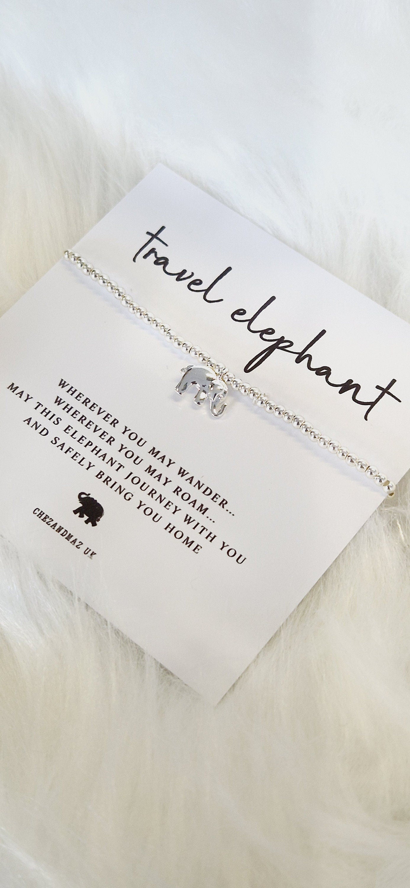 Travel Elephant Silver Plated Charm Bracelet: Good Luck Gift