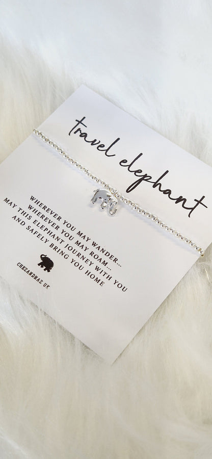 Travel Elephant Silver Plated Charm Bracelet: Good Luck Gift
