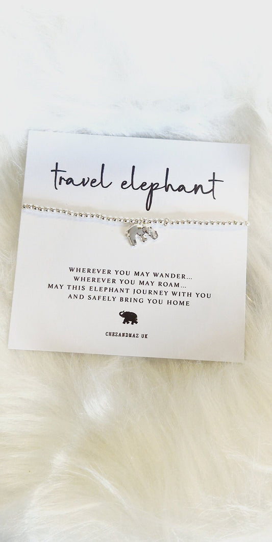 Travel Elephant Silver Plated Charm Bracelet: Good Luck Gift