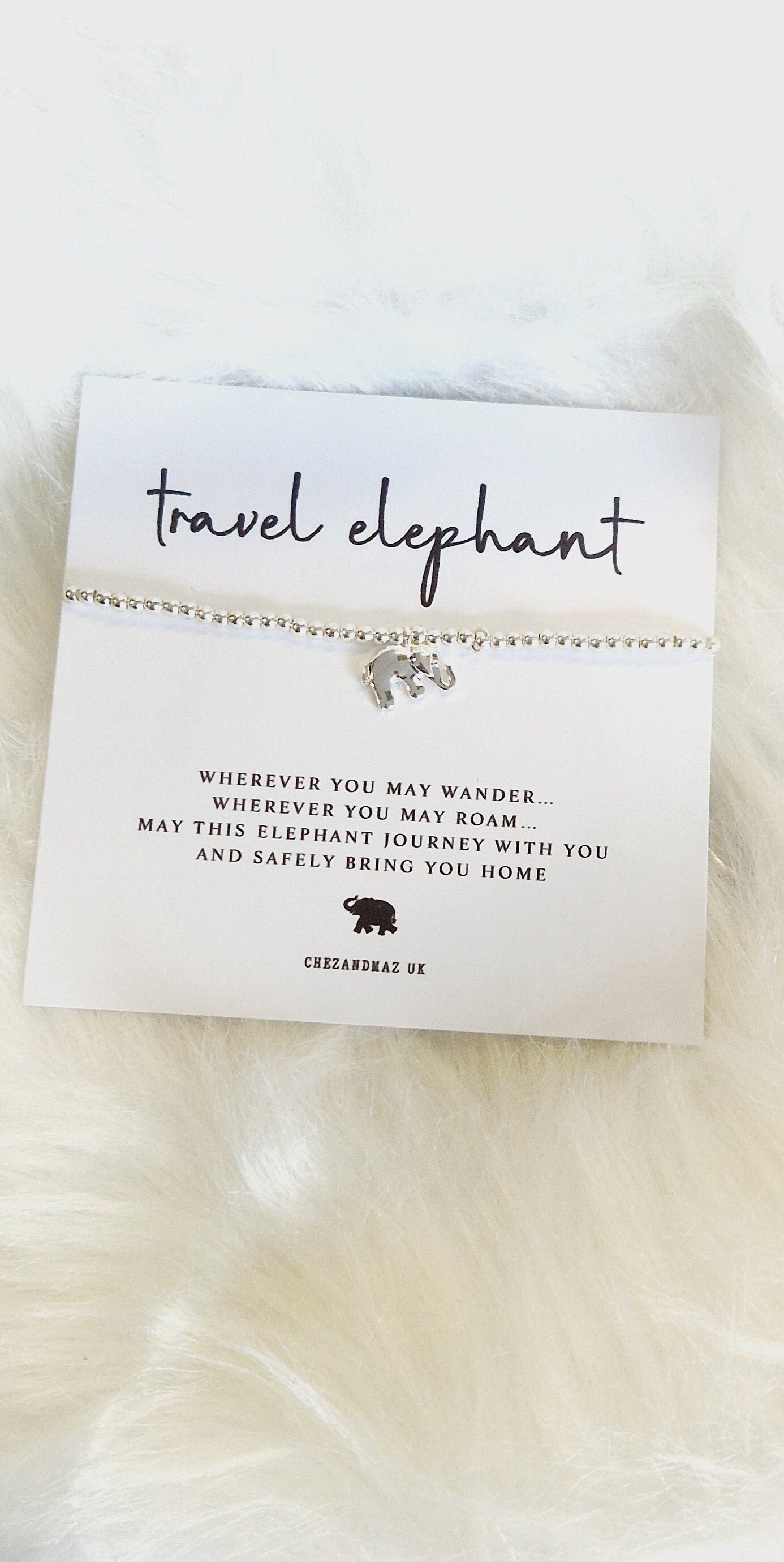 Travel Elephant Silver Plated Charm Bracelet: Good Luck Gift