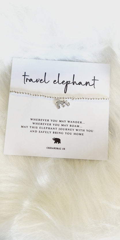 Travel Elephant Silver Plated Charm Bracelet: Good Luck Gift