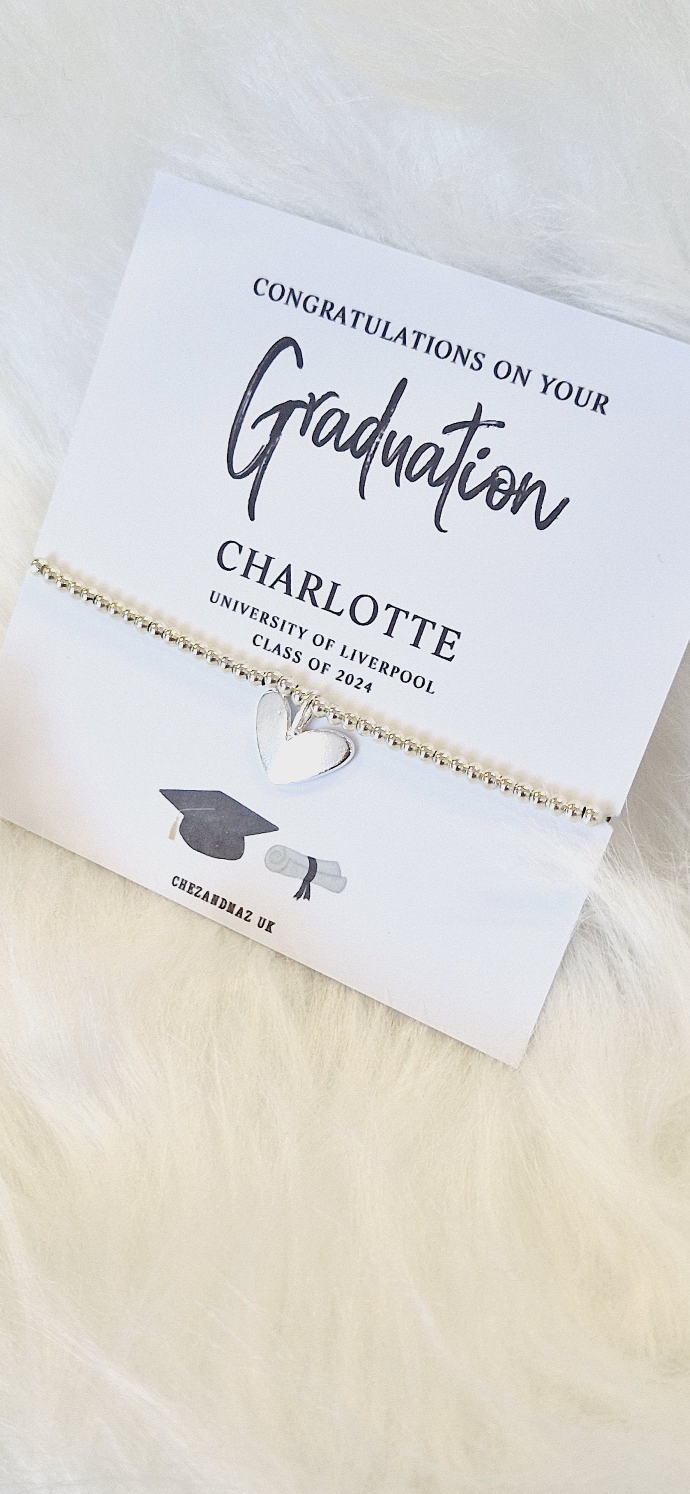 Personalized Graduation Bracelet: Silver-Plated Class of 2025 Jewelry
