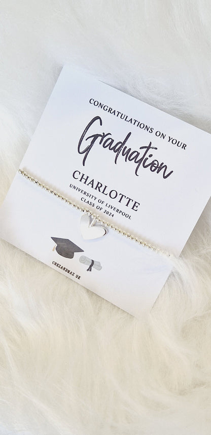 Personalized Graduation Bracelet: Silver-Plated Class of 2025 Jewelry