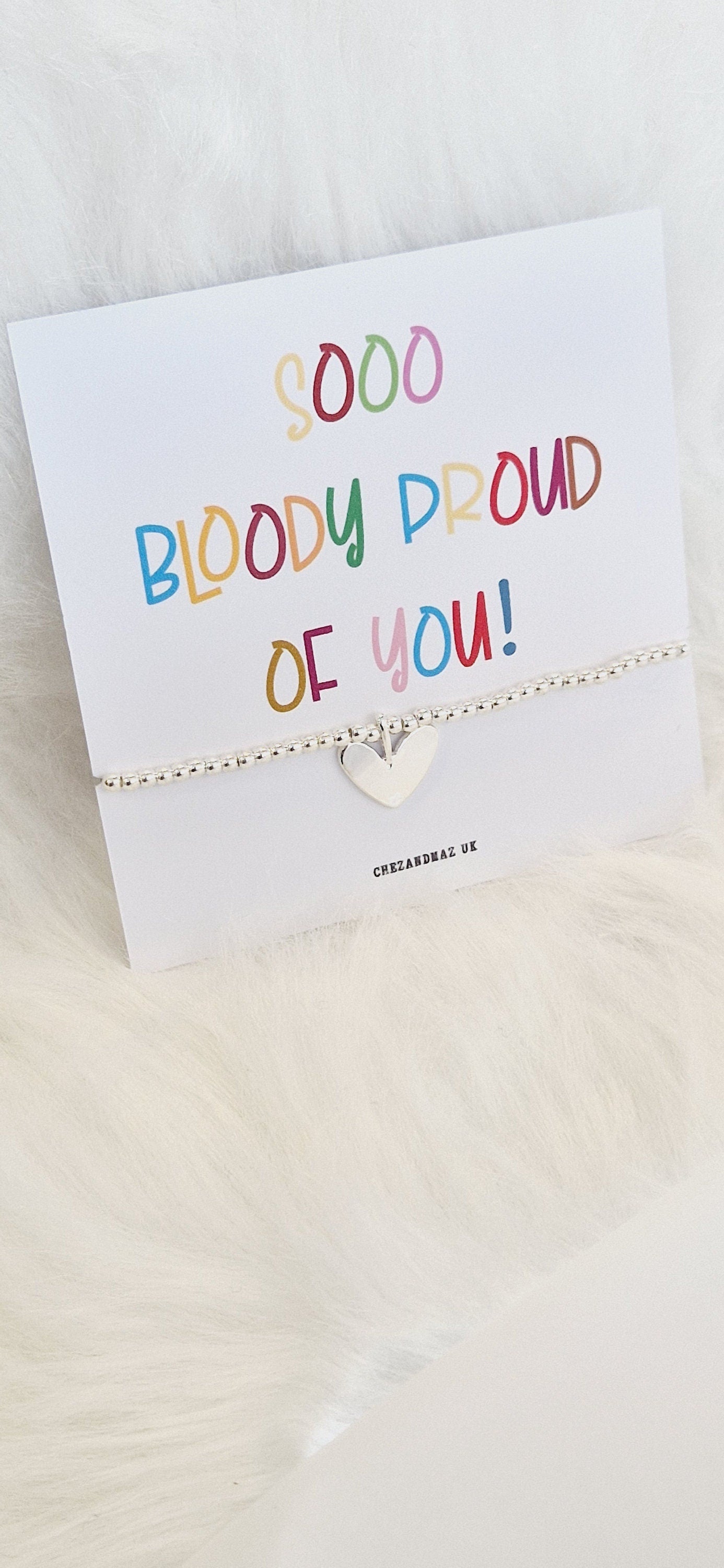 So Proud of You Silver Plated Charm Bracelet, Heart Charm