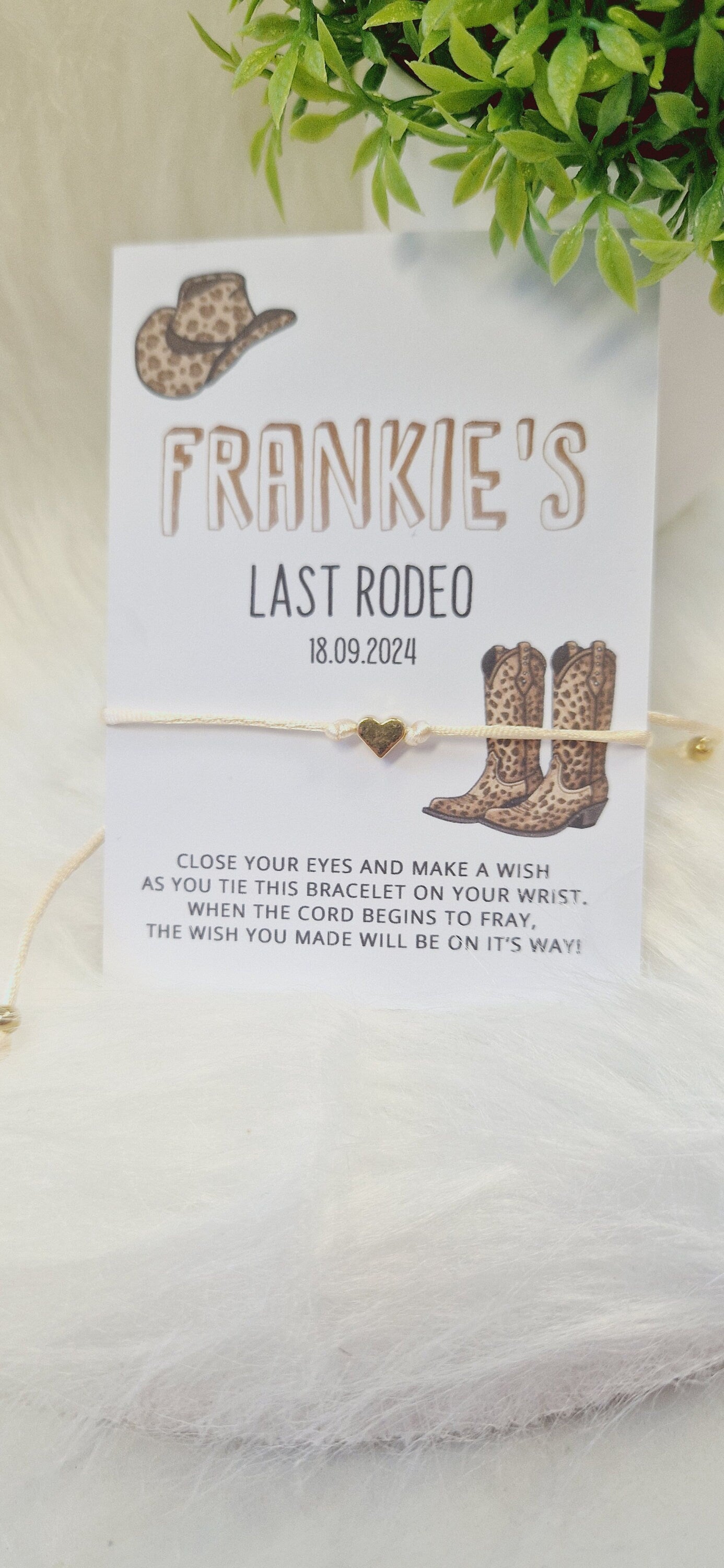 Last Rodeo Leopard Print Hen Party Wish Bracelets - Personalised  - Goodie Bag Filler - Hen Weekend, Hen Do, Girls Weekend - Final Hoedown