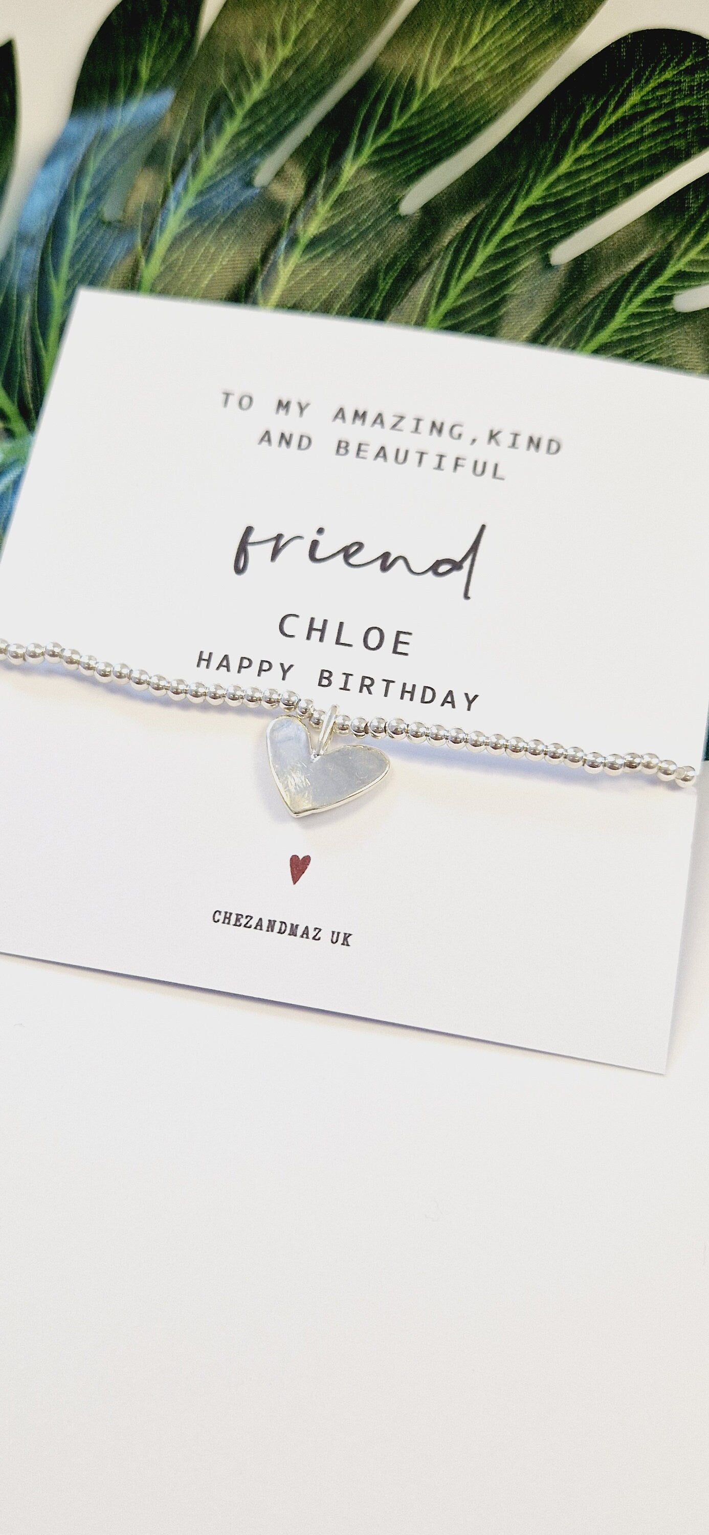Personalized Silver Plated Heart Charm Friend Bracelet
