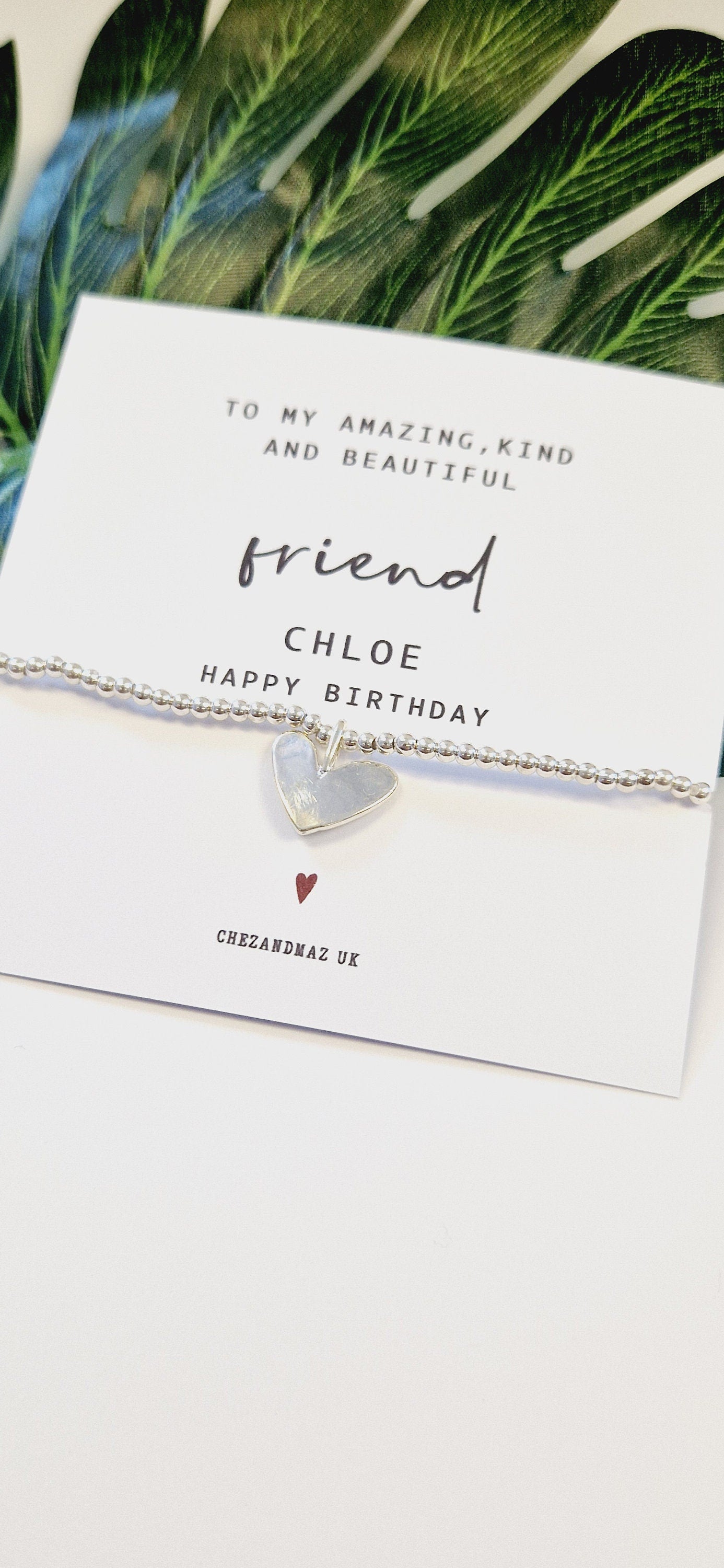 Friend Bracelet, Personalised Silver Plated Heart Charm Birthday