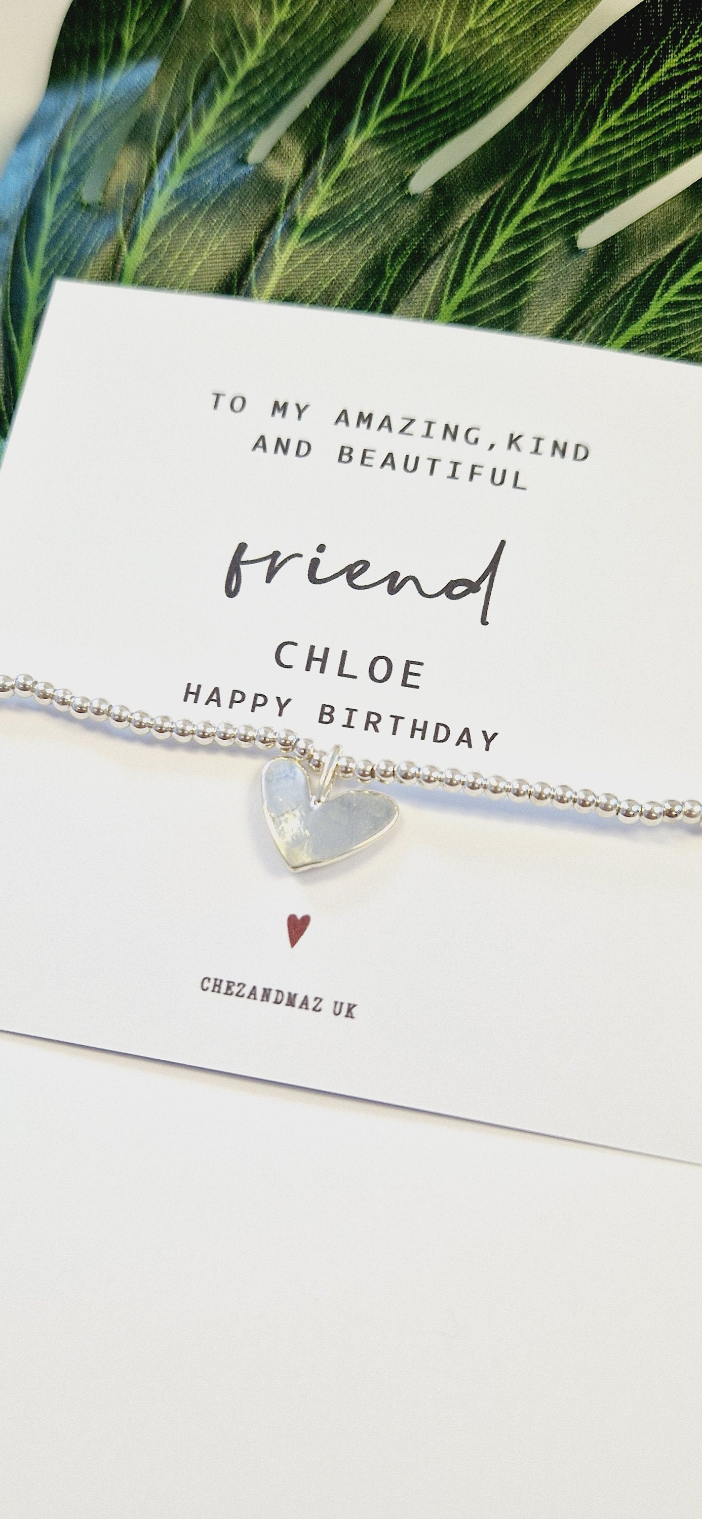 Friend Bracelet, Personalised Silver Plated Heart Charm Birthday