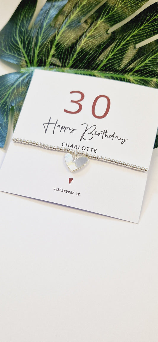 30th Birthday, 30, Thirty Charm Bracelet: Custom Silver Plated Bracelet,  Personalised