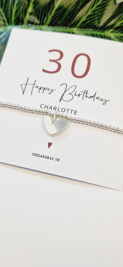 30th Birthday, 30, Thirty Charm Bracelet: Custom Silver Plated Bracelet,  Personalised