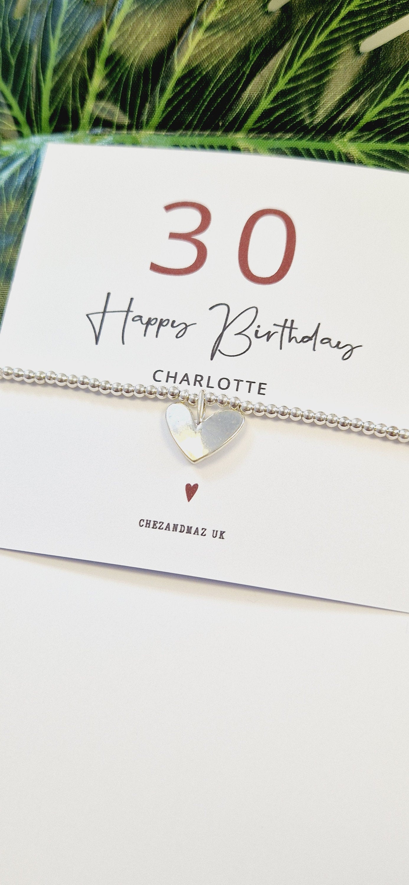 30th Birthday, 30, Thirty Charm Bracelet: Custom Silver Plated Bracelet,  Personalised