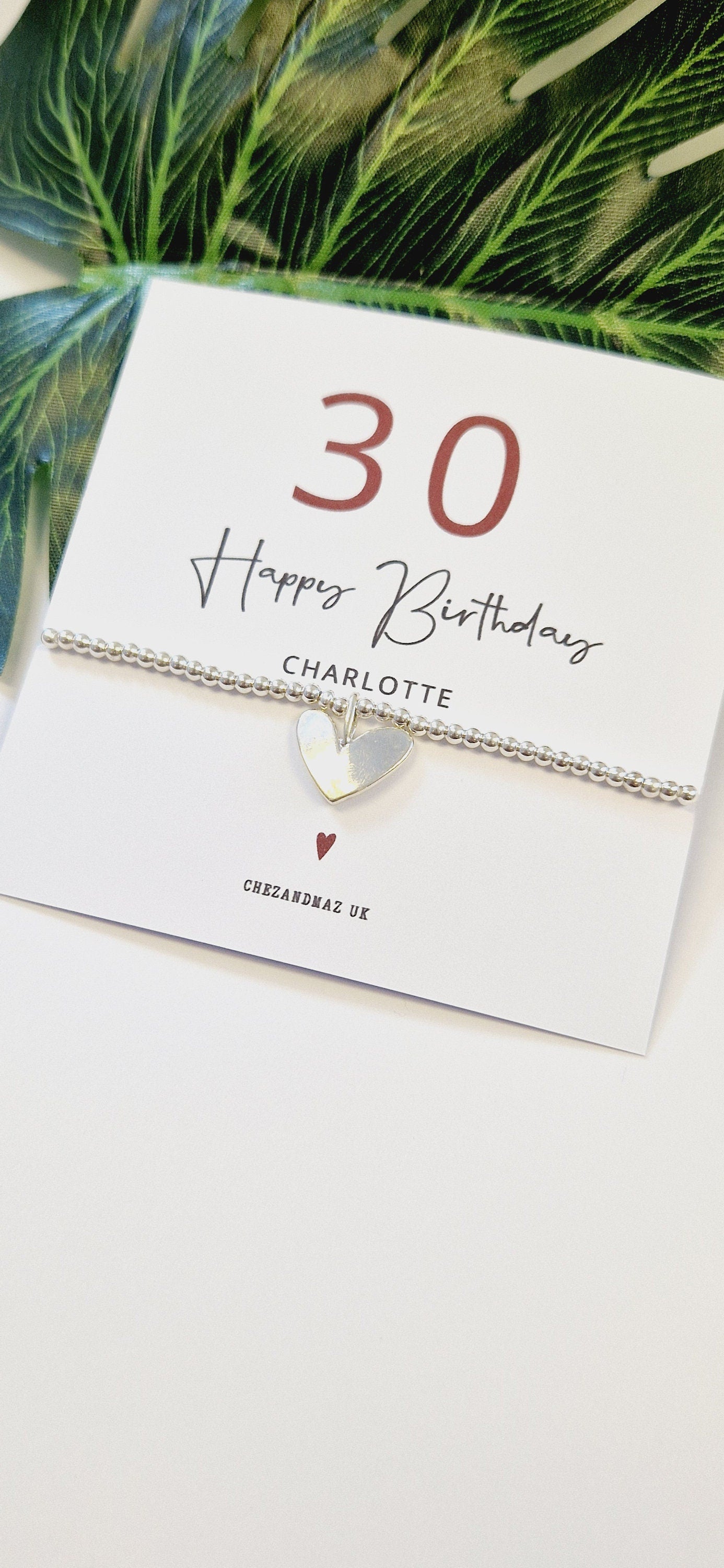 30th Birthday, 30, Thirty Charm Bracelet: Custom Silver Plated Bracelet,  Personalised