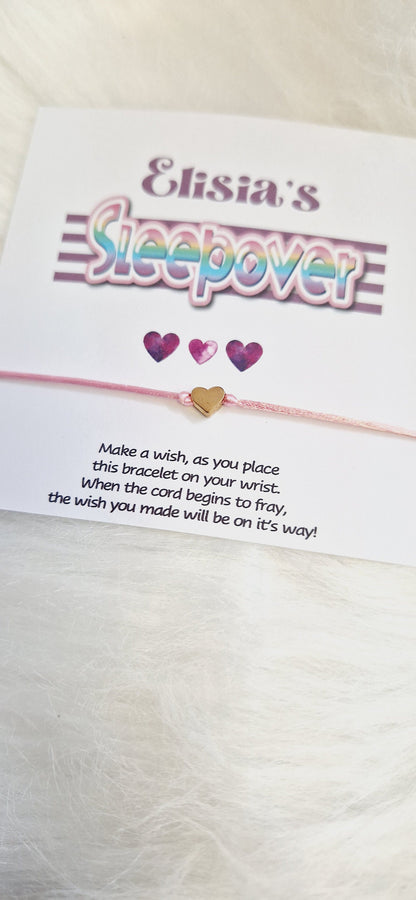 Sleepover Birthday - Sleepover Party - Wish String Charm Bracelet - Party bag filler - Personalised - Any age - Slumber Party Sv5