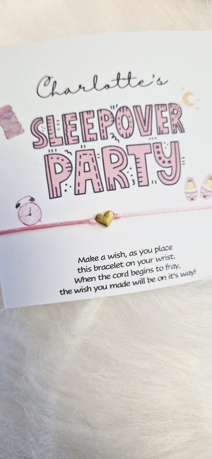 Sleepover Party Favor: Wish Bracelet & Personalized Card