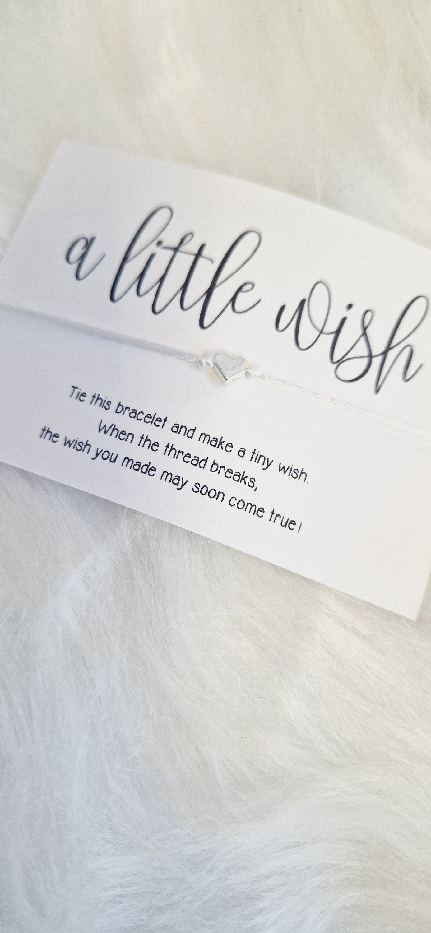 Bulk Personalised Wish Bracelet: Silver Heart Charm, Custom Message Card