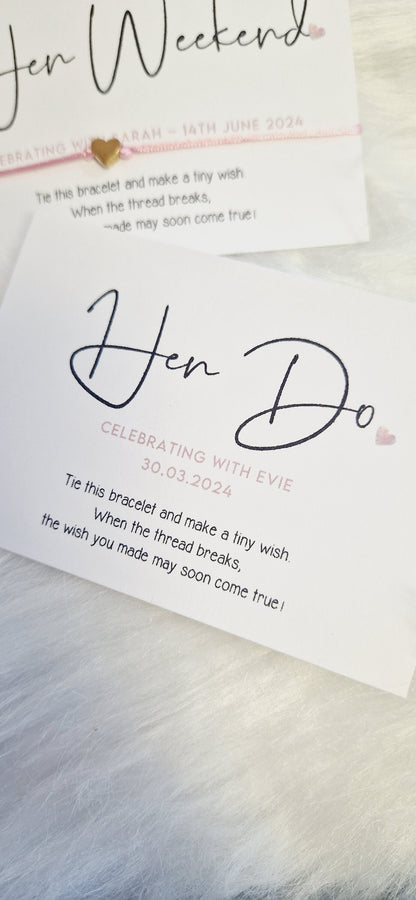 Hen Party Wish Bracelet – Minimalist Bridesmaid Favour, Adjustable Personalised Hen Party Wish Bracelet: Bride To Be Favour