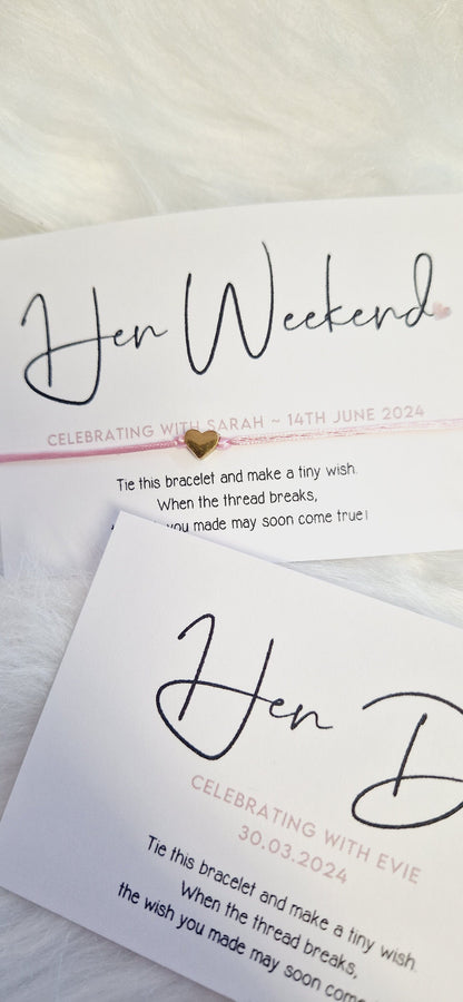 Hen Party Wish Bracelet – Minimalist Bridesmaid Favour, Adjustable Personalised Hen Party Wish Bracelet: Bride To Be Favour