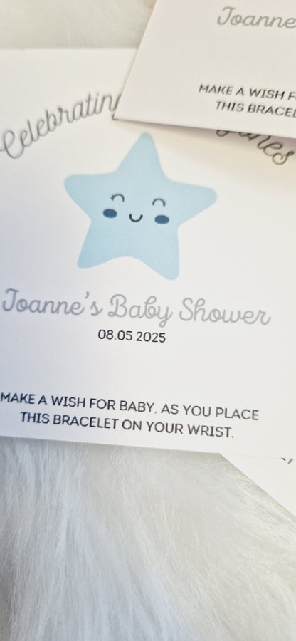Baby Shower Star I Pink I Blue I Yellow - Personalised Baby Shower Wish Bracelet, Mummy to Be, Charm String Bracelet, Personalised Gift Luk8