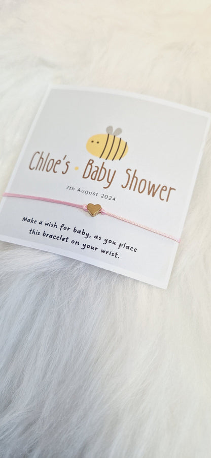 Baby Shower Bumble Bee I Personalised Baby Shower Wish Bracelet I Mummy to Be I Charm String Bracelet, Personalised Gift I Gender Neutral Z1