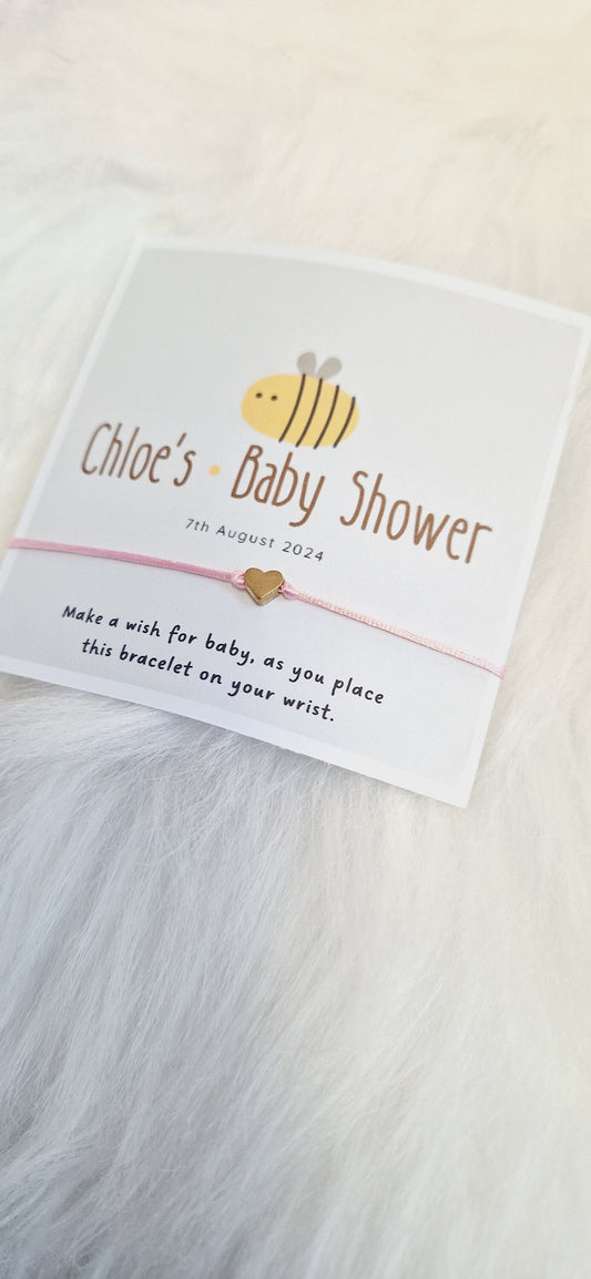 Baby Shower Bumble Bee I Personalised Baby Shower Wish Bracelet I Mummy to Be I Charm String Bracelet, Personalised Gift I Gender Neutral Z1