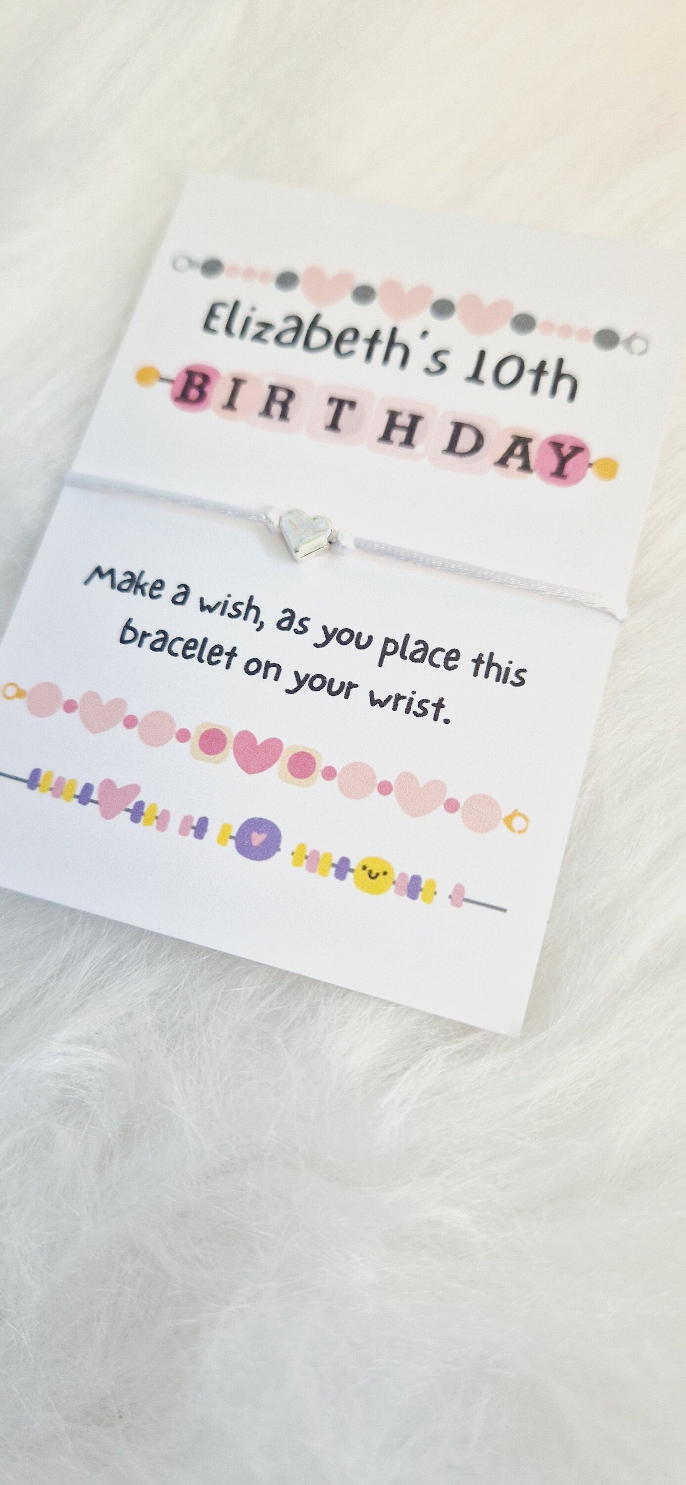 Birthday Friendship Bracelet Design I Wish String Charm Bracelet I Party bag filler I Personalised I Any age I Party A6