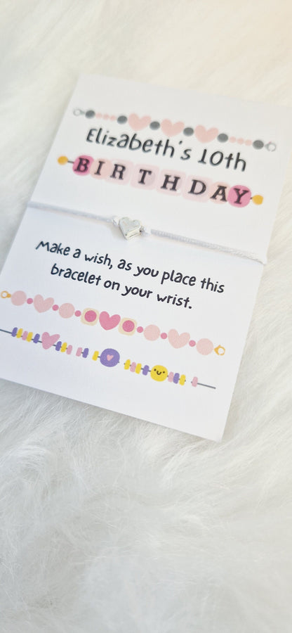 Birthday Friendship Bracelet Design I Wish String Charm Bracelet I Party bag filler I Personalised I Any age I Party A6
