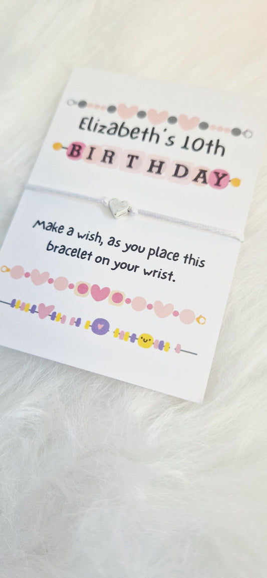 Birthday Friendship Bracelet Design I Wish String Charm Bracelet I Party bag filler I Personalised I Any age I Party A6