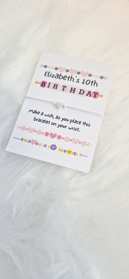 Birthday Friendship Bracelet Design I Wish String Charm Bracelet I Party bag filler I Personalised I Any age I Party A6