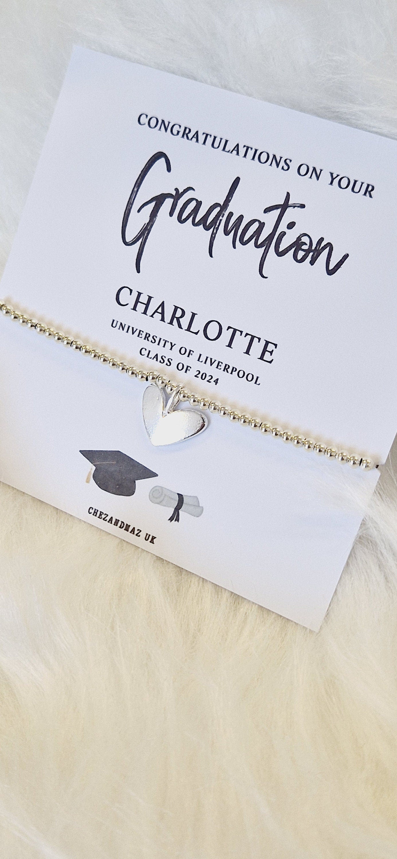 Personalized Graduation Bracelet: Silver-Plated Class of 2025 Jewelry