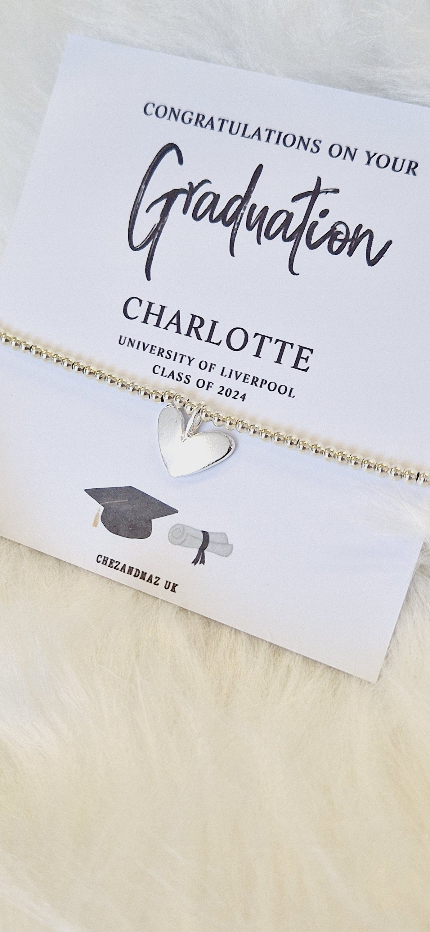 Personalized Graduation Bracelet: Silver-Plated Class of 2025 Jewelry