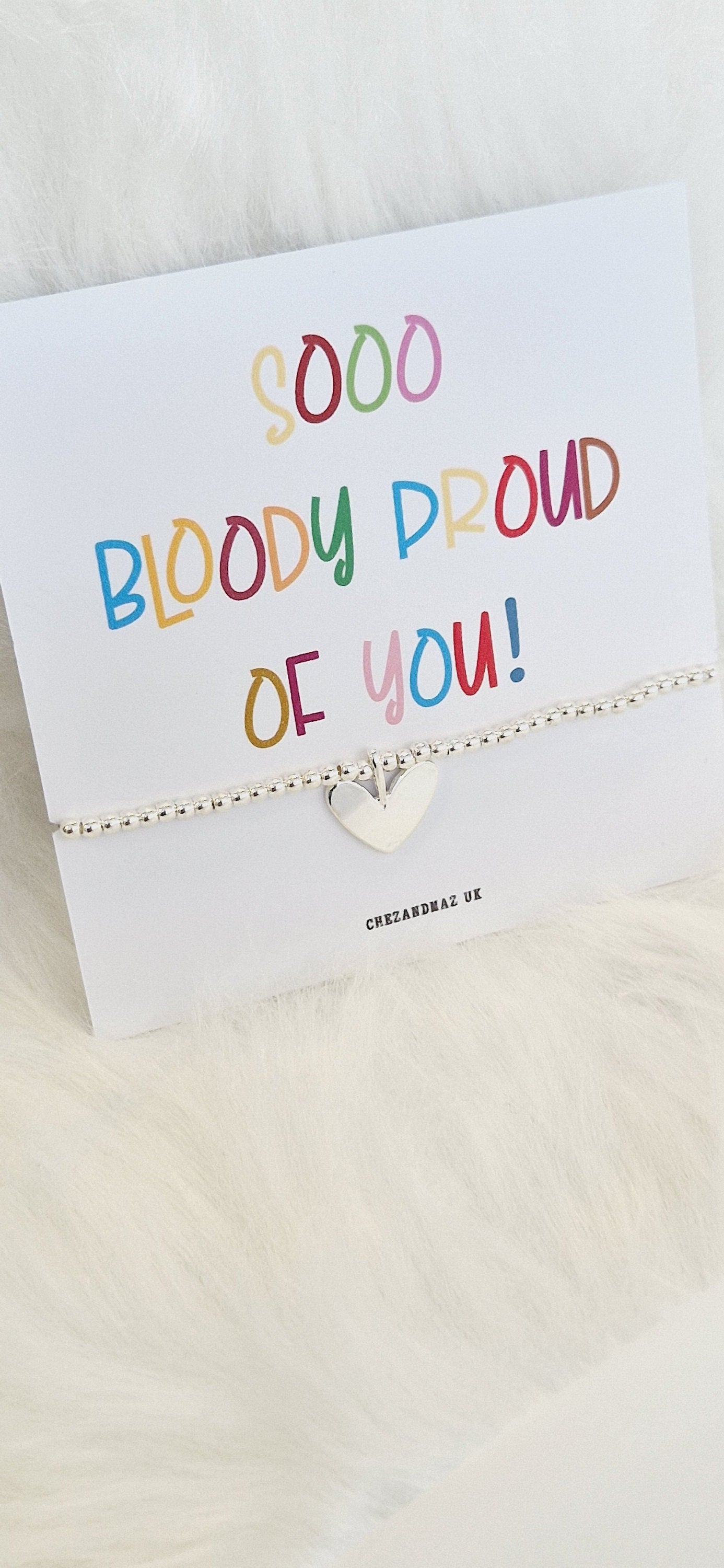 So Proud of You Silver Plated Charm Bracelet, Heart Charm