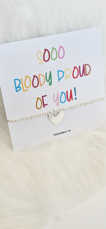 So Proud of You Silver Plated Charm Bracelet, Heart Charm