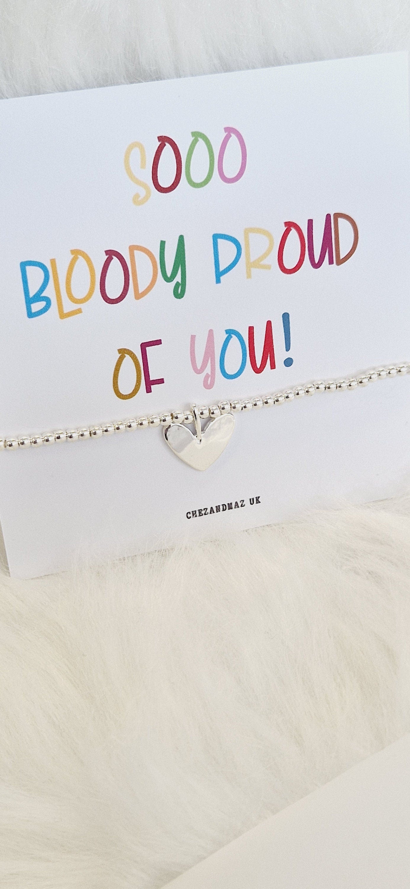 So Proud of You Silver Plated Charm Bracelet, Heart Charm