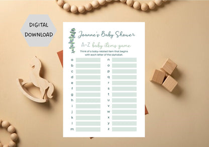 Personalised Eucalyptus Baby Bingo Game I Download I Baby Bingo Game I  Baby I Shower I Instant Download I Editable Template I Eu77