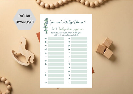 Personalised Eucalyptus Baby Bingo Game I Download I Baby Bingo Game I  Baby I Shower I Instant Download I Editable Template I Eu77