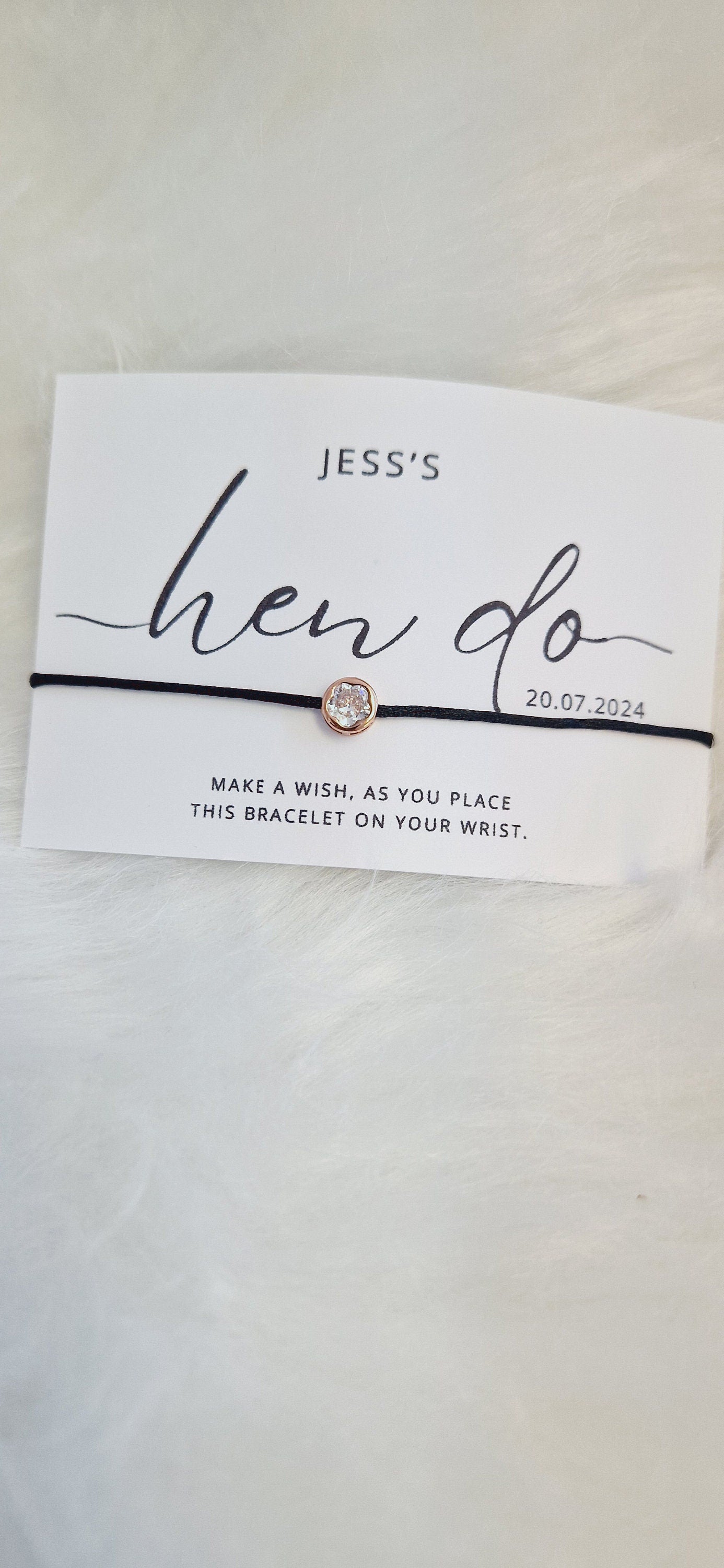 Pack of 10 Calligraphy Hen Party, Wish Bracelets - Personalised  - Goodie Bag Filler - Hen Weekend