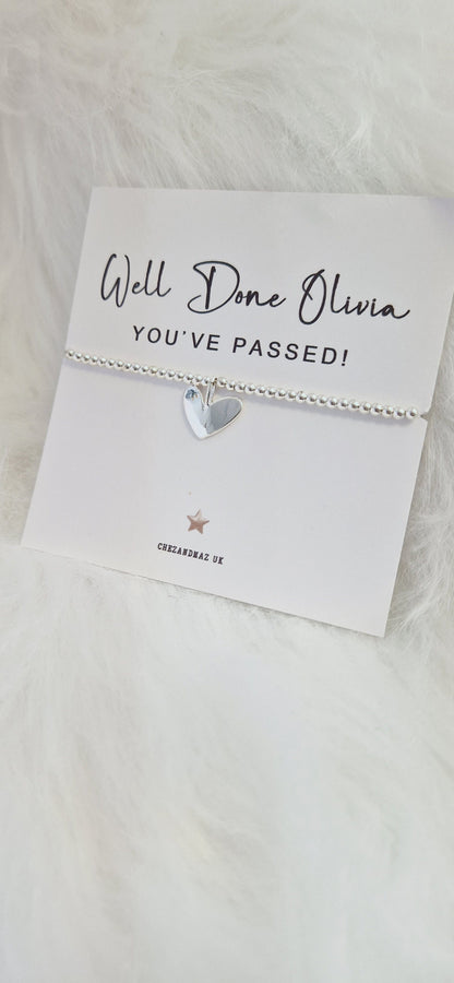 You've passed Personalised Congratulations Charm Bracelet: Silver Plated Heart -
