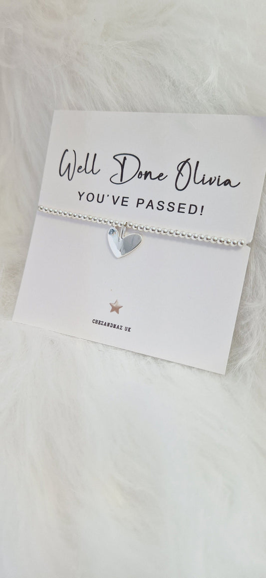 You've passed Personalised Congratulations Charm Bracelet: Silver Plated Heart -