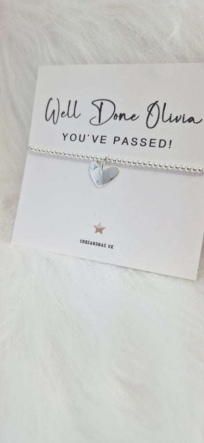 You've passed Personalised Congratulations Charm Bracelet: Silver Plated Heart -