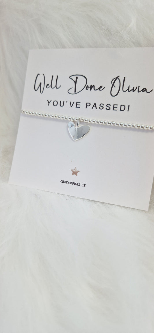 You've passed Personalised Congratulations Charm Bracelet: Silver Plated Heart -