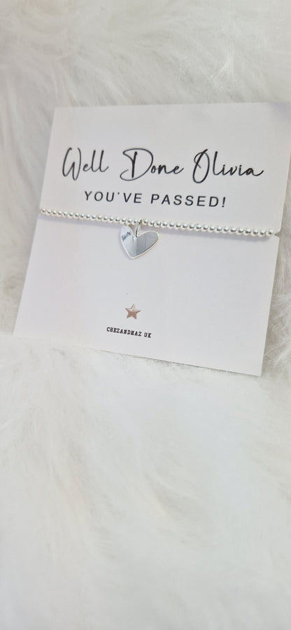 You've passed Personalised Congratulations Charm Bracelet: Silver Plated Heart -