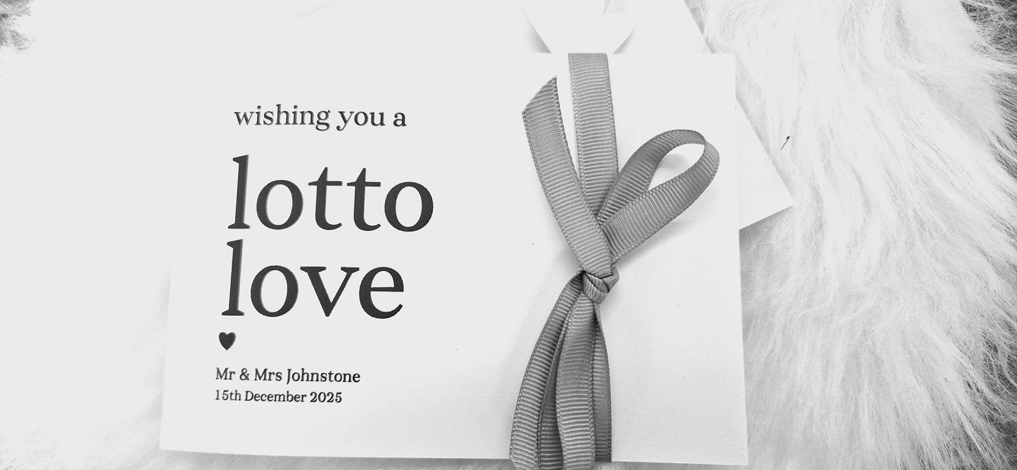 Wedding Favour Lottery Ticket Holder: Handmade Scratch Card Envelope, Personalised, lotto love