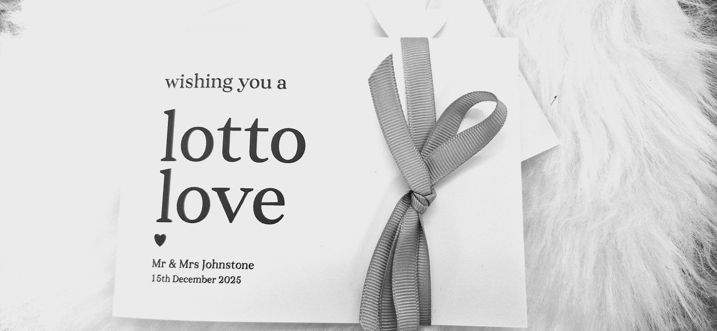 Lottery Ticket Holder:  wedding favour Handmade Scratch Card Envelope, Personalised, lotto love