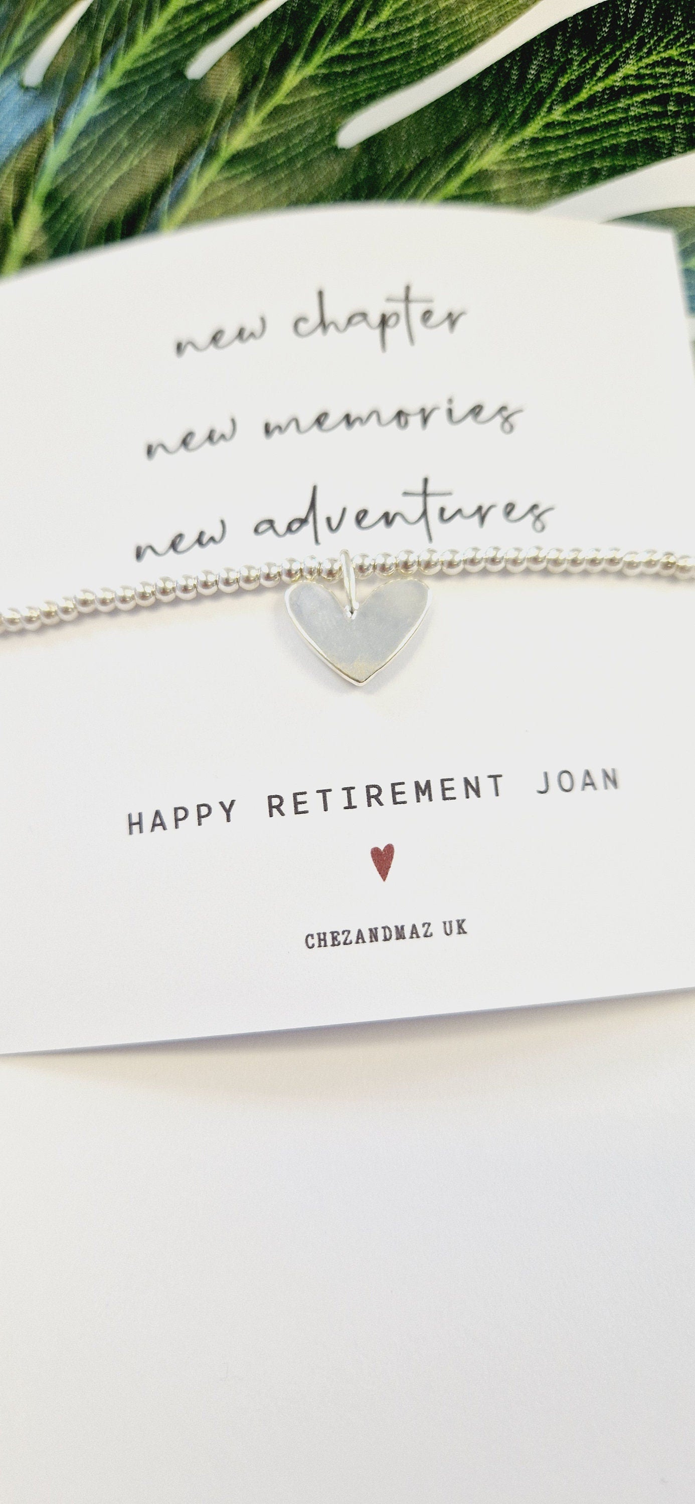 Retirement Bracelet, Personalised  | Good Luck  I New Chapter I New Memories I New Adventures | Silver Plated Charm Bracelet  RT100