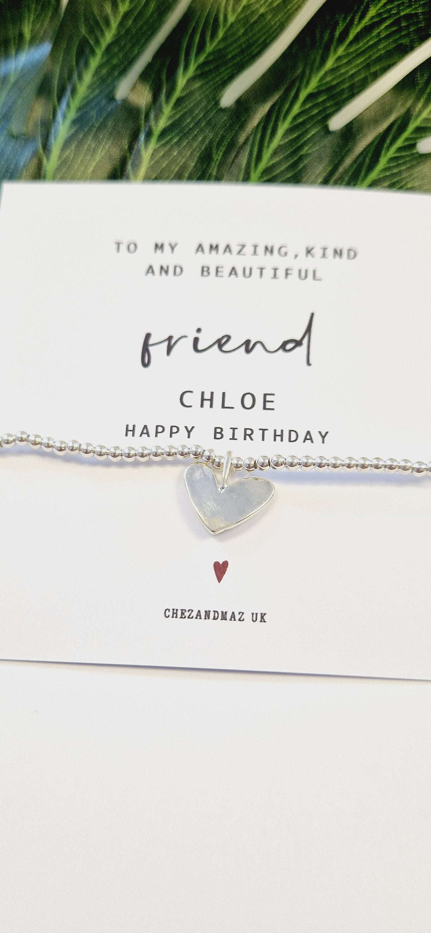 Personalized Silver Plated Heart Charm Friend Bracelet