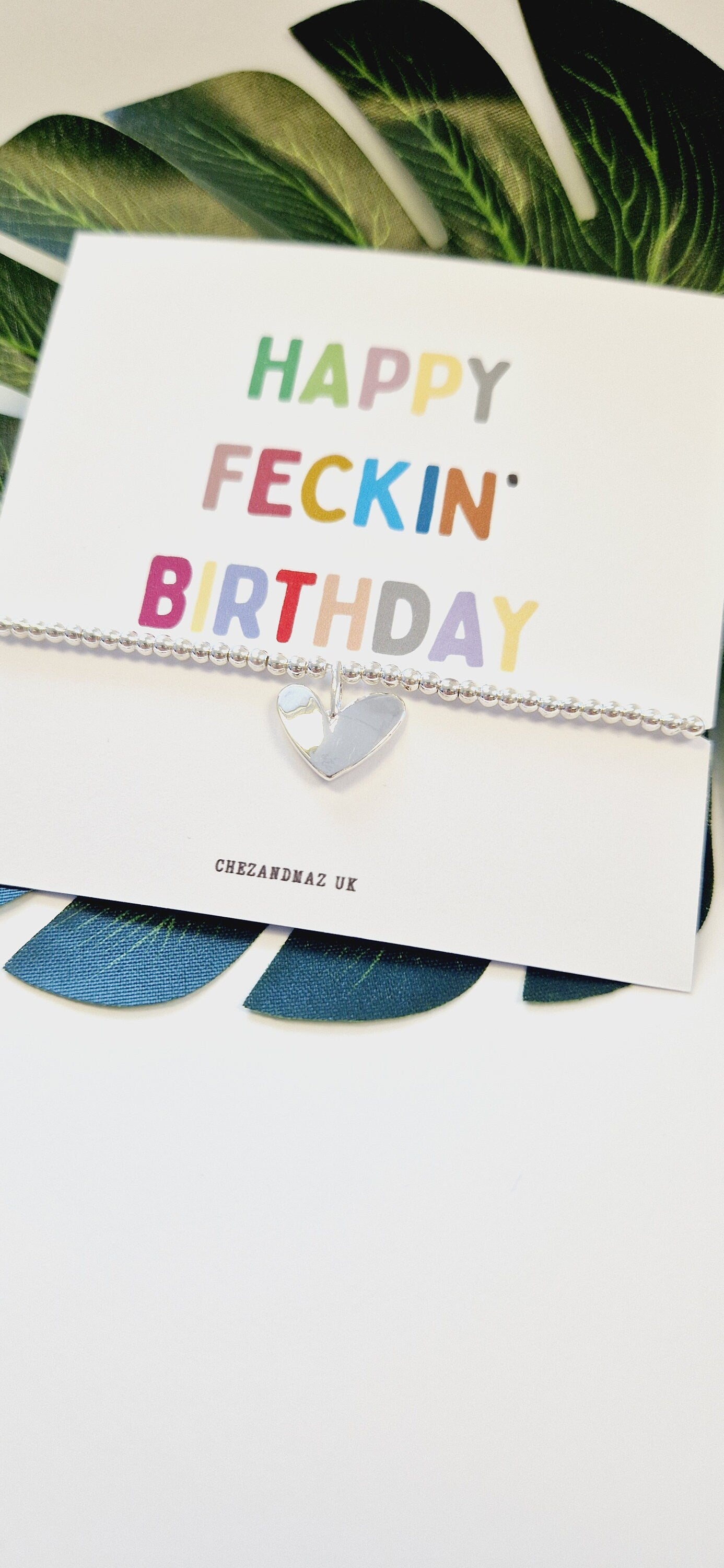 Happy Feckin' Birthday I Birthday I Silver Plated Bracelet I Silver Coloured Heart Charm I Birthday Gift Keepsake I Funny