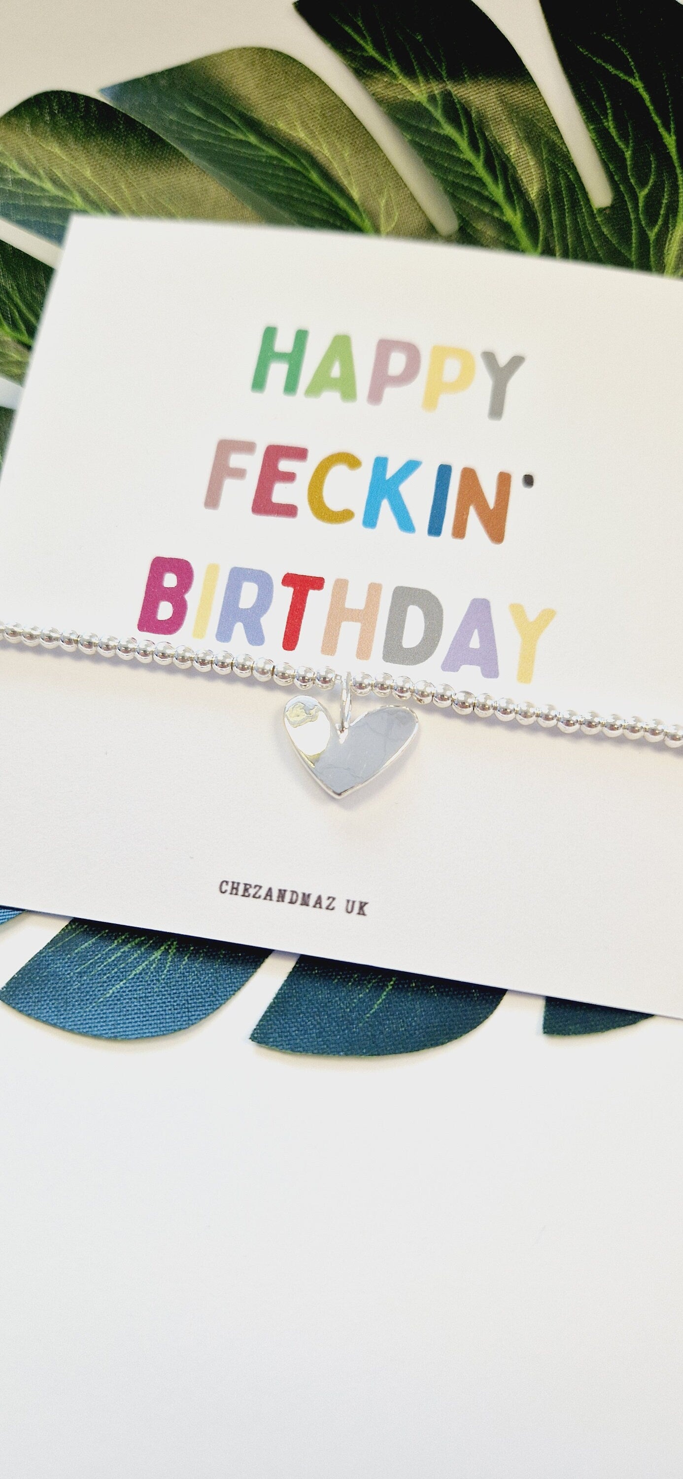 Happy Feckin' Birthday I Birthday I Silver Plated Bracelet I Silver Coloured Heart Charm I Birthday Gift Keepsake I Funny